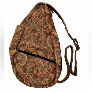Vintage LL Bean Paisley Sling Bag Crossbody Backpack Tapestry Boho Travel Bag